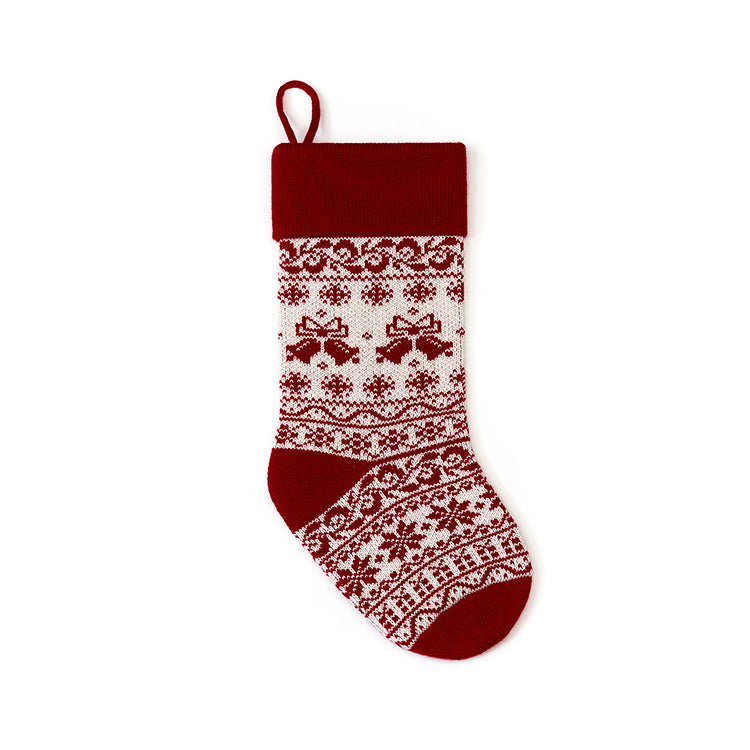 Christmas Gift Bag with Jacquard Yarn Decorative Holiday Holder