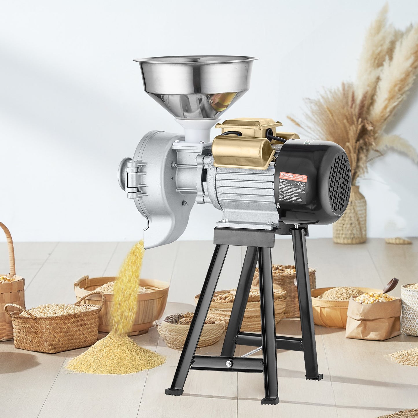 3000W Electric Grain & Flour Grinder Wet & Dry Cereal Mill - Black