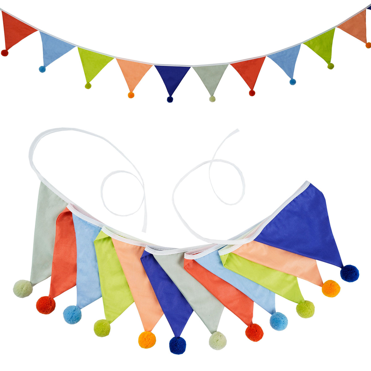 Cotton Wool Ball Triangle Flags Set for Home & Party Decor - 3.2m Length