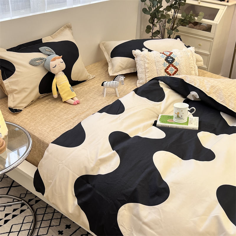 Washed Cotton Bed Sheet Quilt Cover Set - Multiple Sizes & Patterns