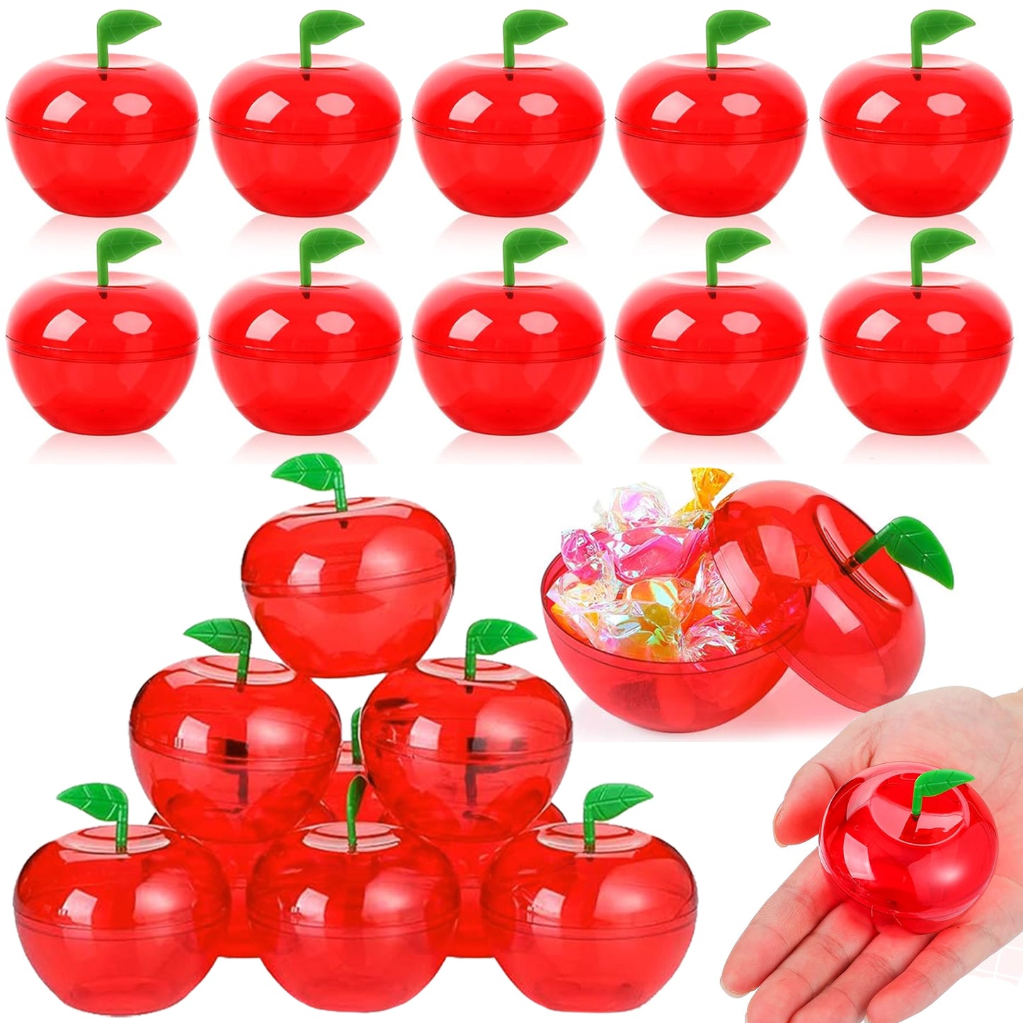 20 Pcs Red Mini Plastic Apple Candy Jars - Party Favors