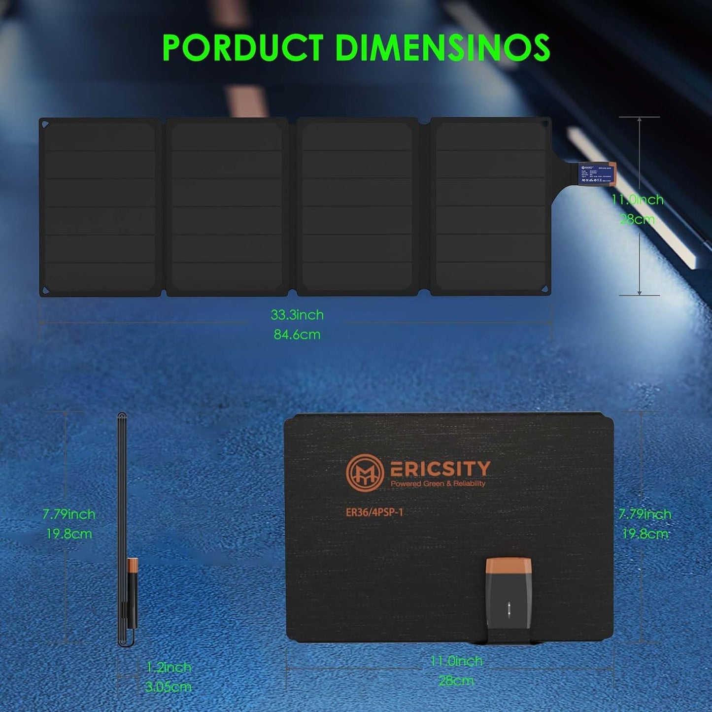 36W Portable Solar Charger - Foldable USB Solar Panel