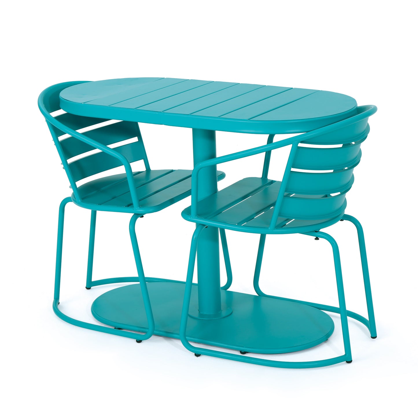 Teal Santa Monica Bistro Set - Outdoor Dining Table & Chairs