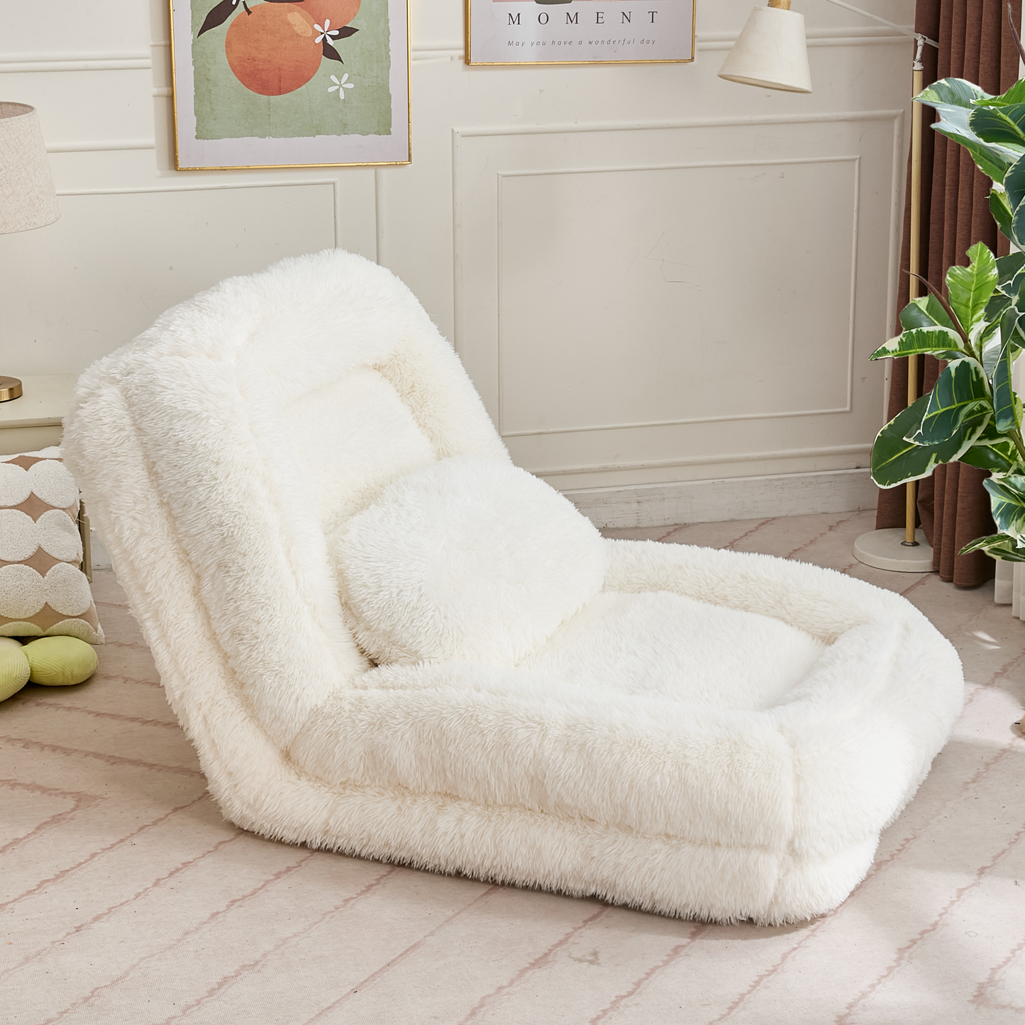 5-Position Adjustable Human Dog Bed & Lazy Sofa - Beige