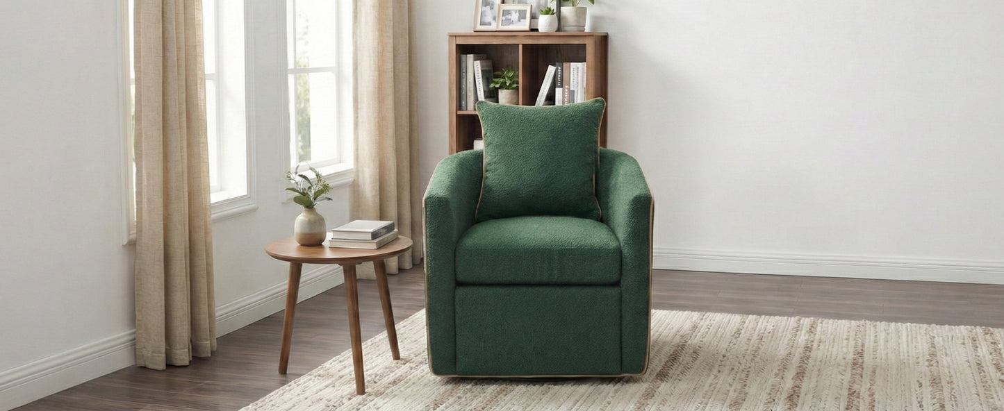 Swivel Accent Chair - Upholstered Barrel Sofa for Living Room - Green