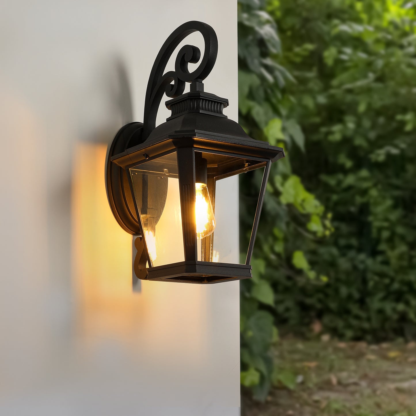 Outdoor Wall Lantern Light - Vintage Black Metal Sconce