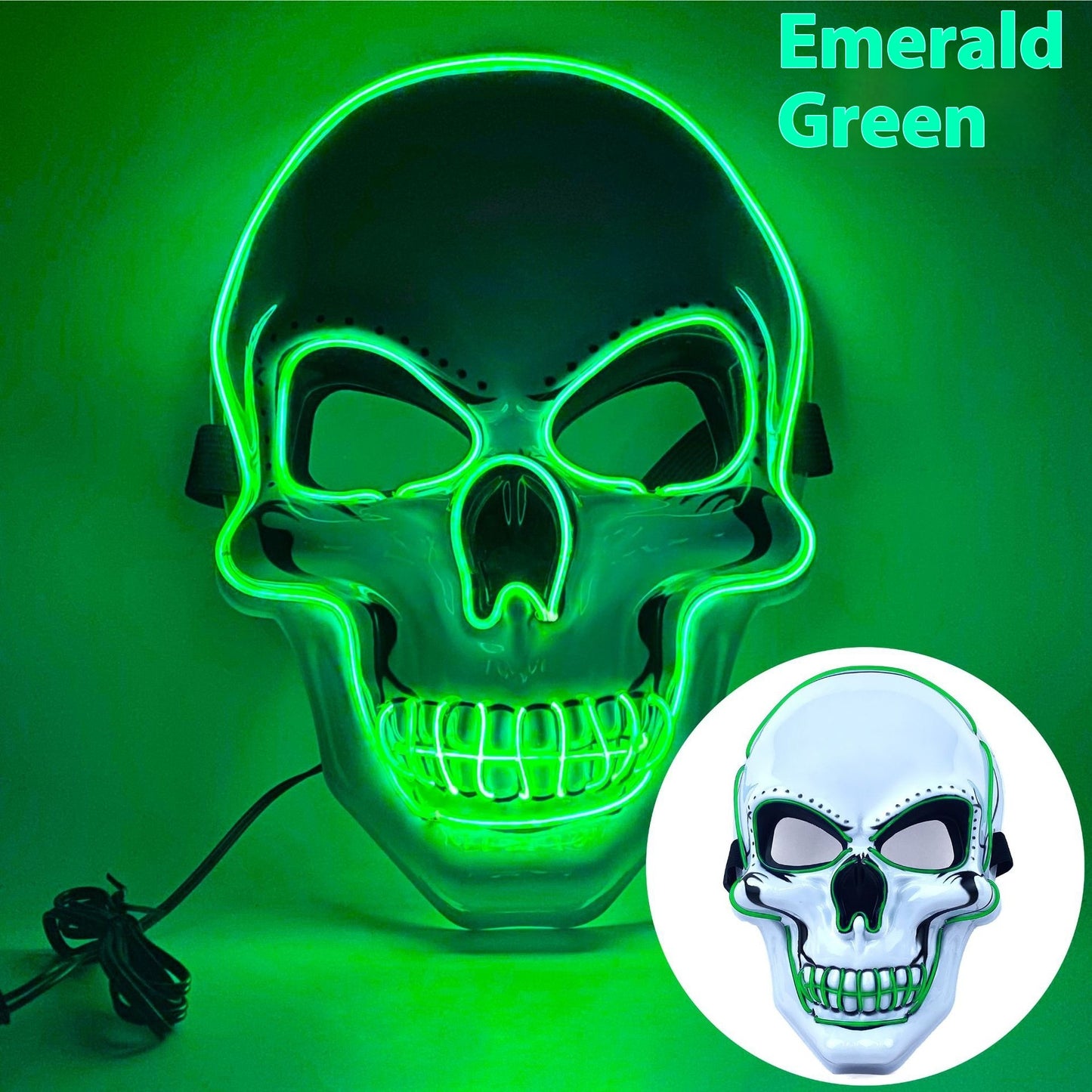 White Skull LED Mask Luminous Party Mask with Battery Operated Lighting
