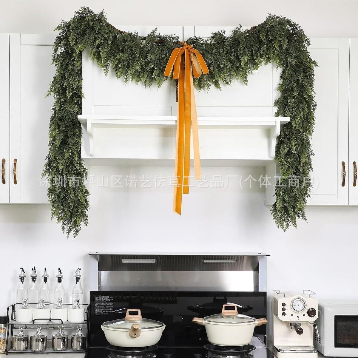 Christmas Pine Needle Garland - Soft Rubber Feel Festive Holiday Decor