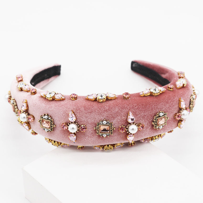 Rhinestone Flower Geometric Headband