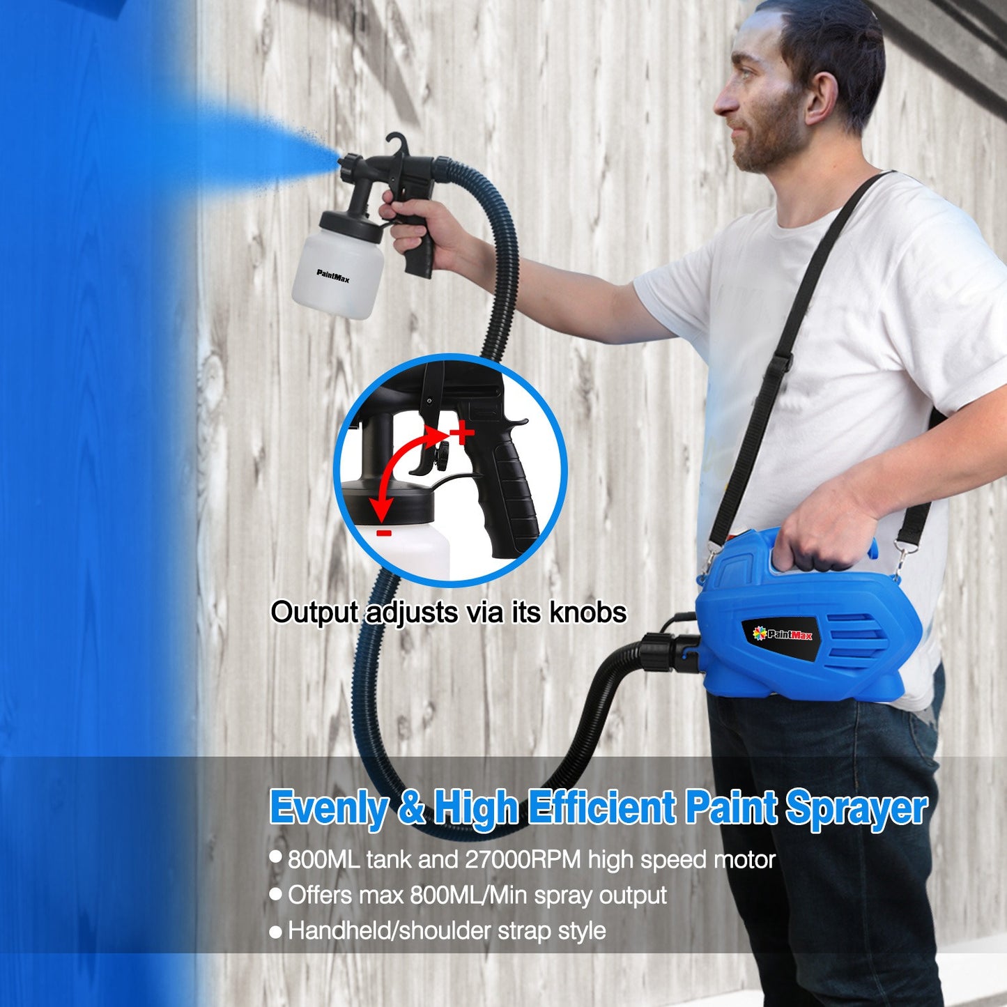 800ML HVLP Paint Sprayer with 3 Modes & Removable Container - Garden Tools