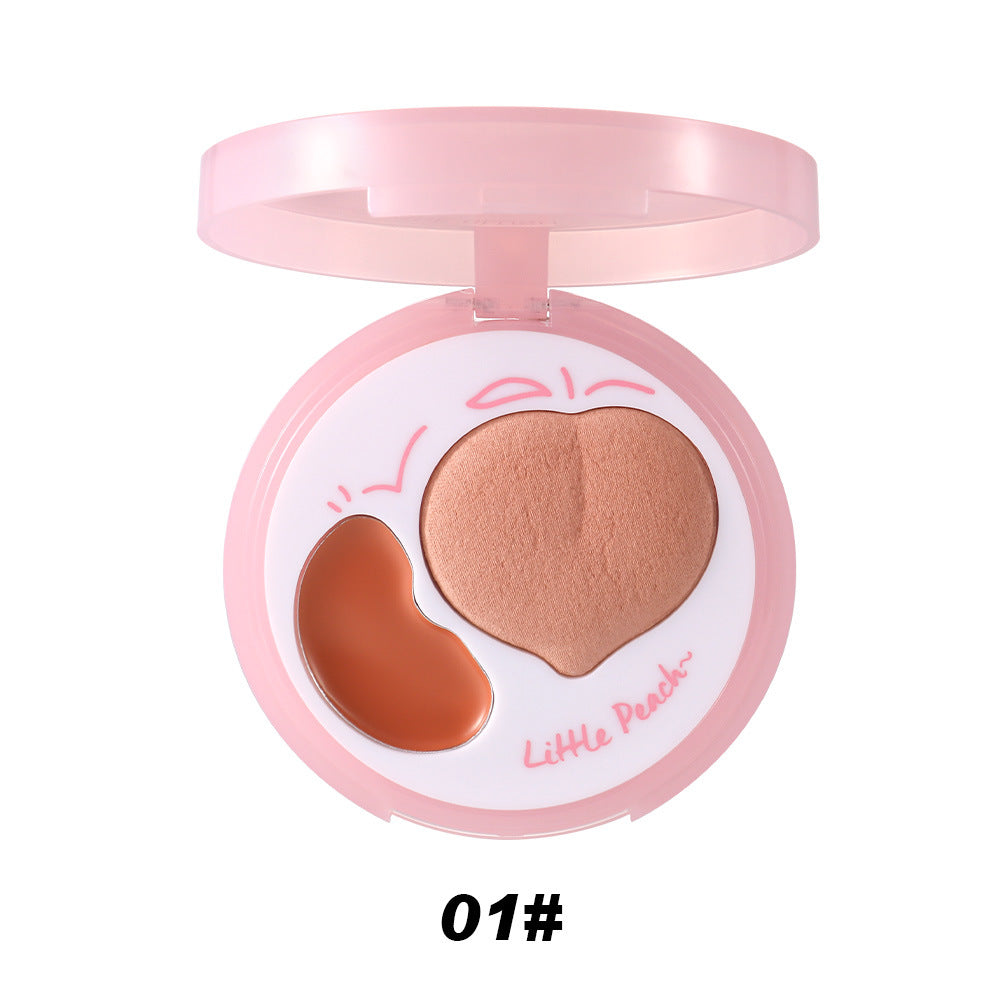 Heart-Shaped Blush Palette Dewy Skin Cream & Powder Makeup Set