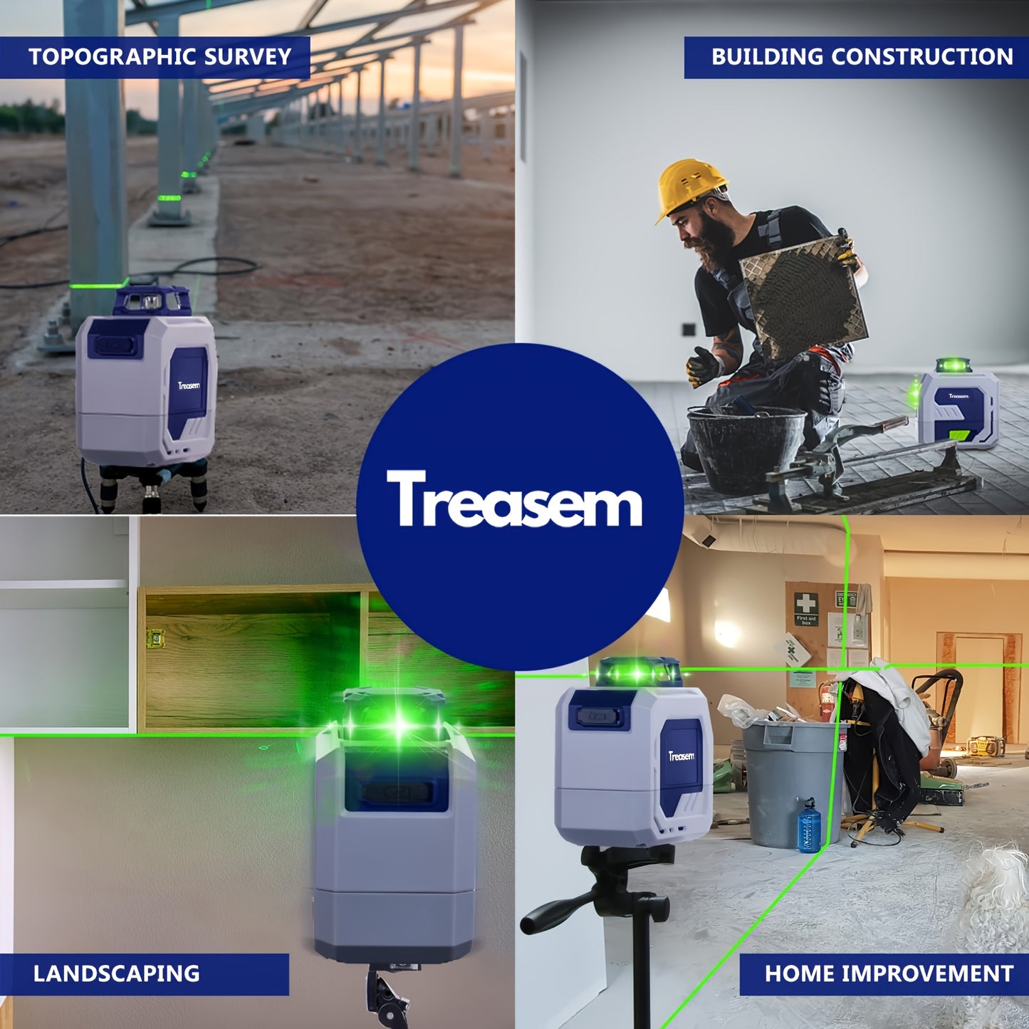 Self-Leveling Laser Level with Green Laser, Rechargeable, Tripod Mount, Model LL 3DG