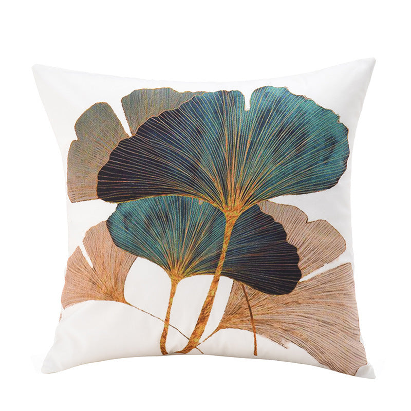 Short Plush Ginkgo Leaf Pillow Cover - Modern Home Decor Cushion