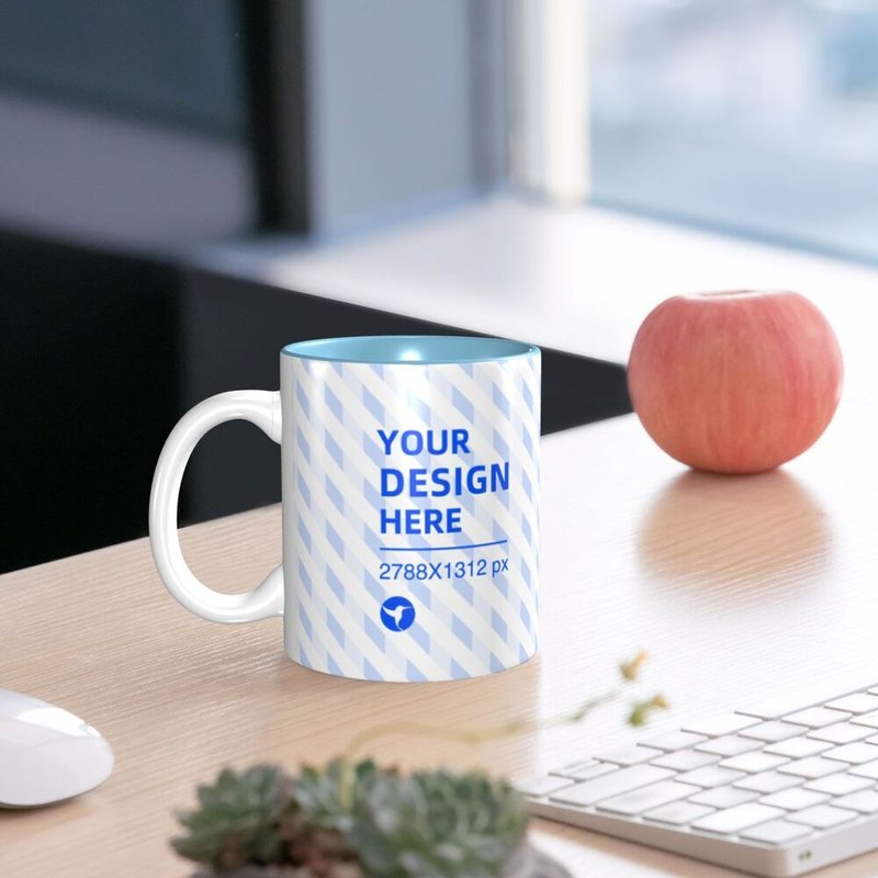 Full Comfort Handle Colored Mug - Ceramic Coffee Cup with Curved Handle