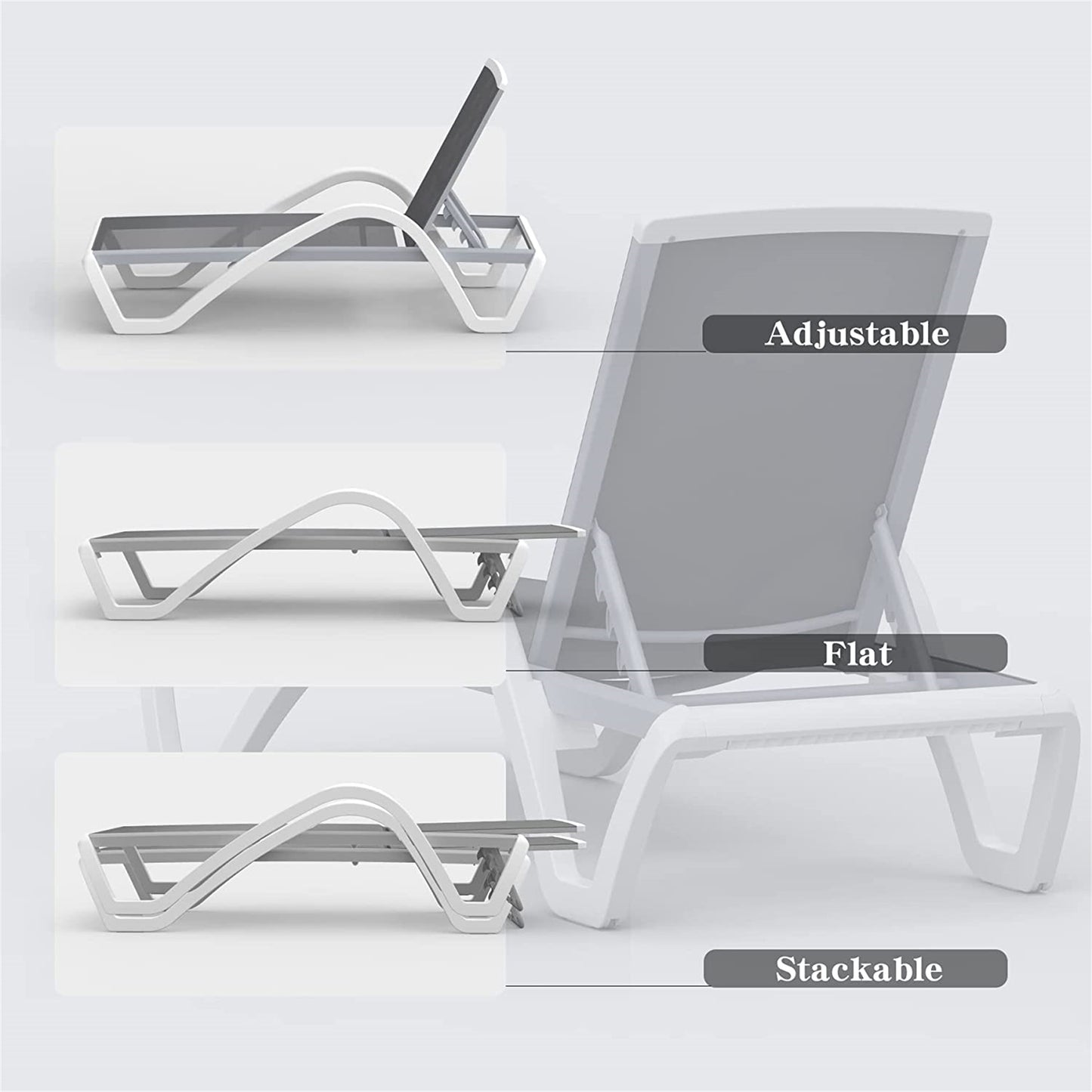 Patio Chaise Lounge Adjustable Aluminum Pool Chairs With Arm All