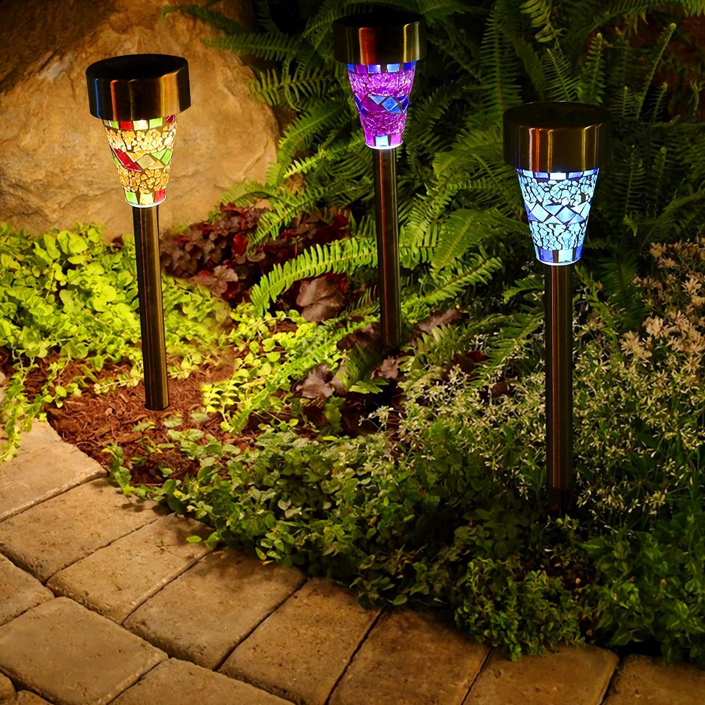 6-Pack Solar Pathway Lights Waterproof Garden Driveway Walkway Decor