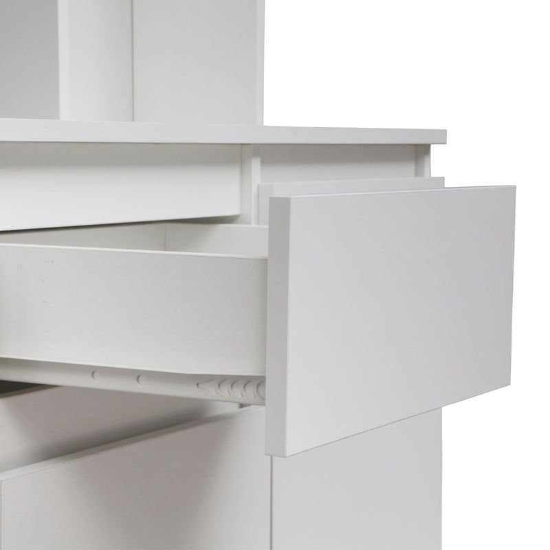 74-Inch White Kitchen Pantry Cabinet with Power Outlet & LED Light