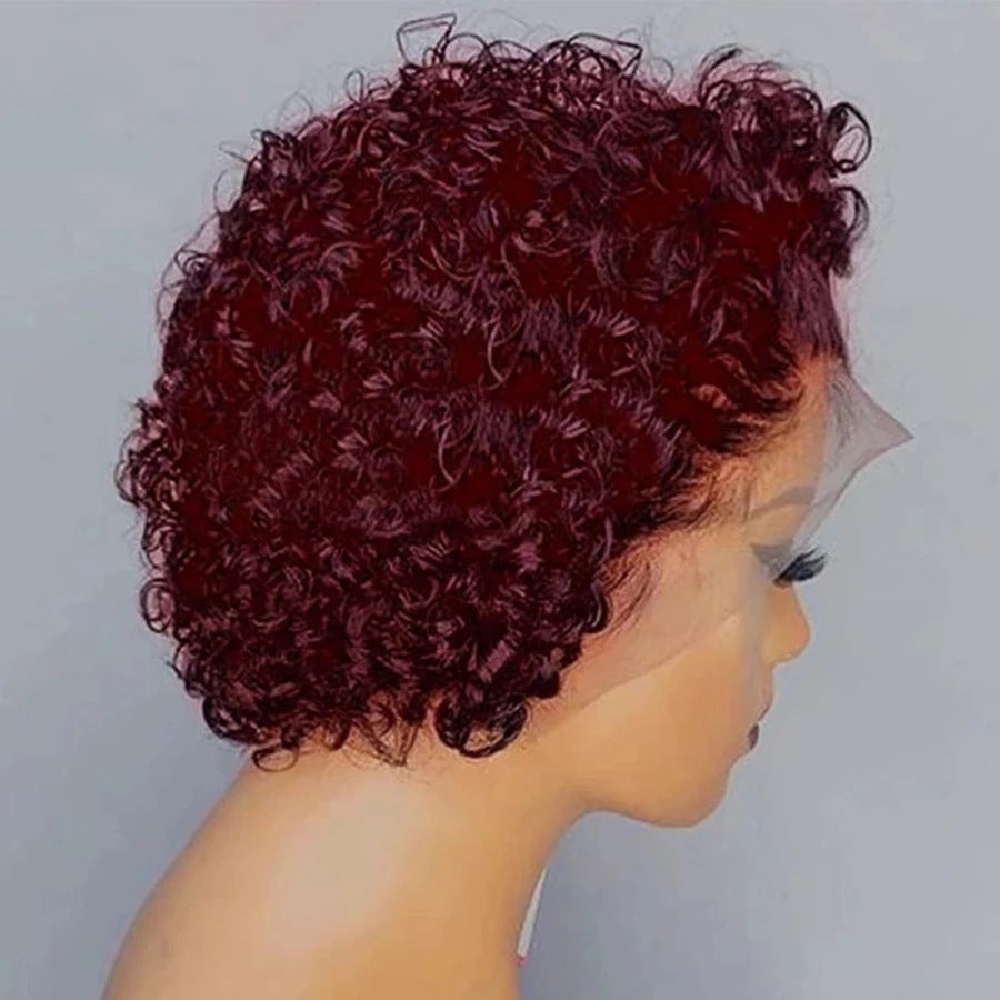 Wine Red Curly Synthetic Wig for Ladies - Short Exotic Hair Extension
