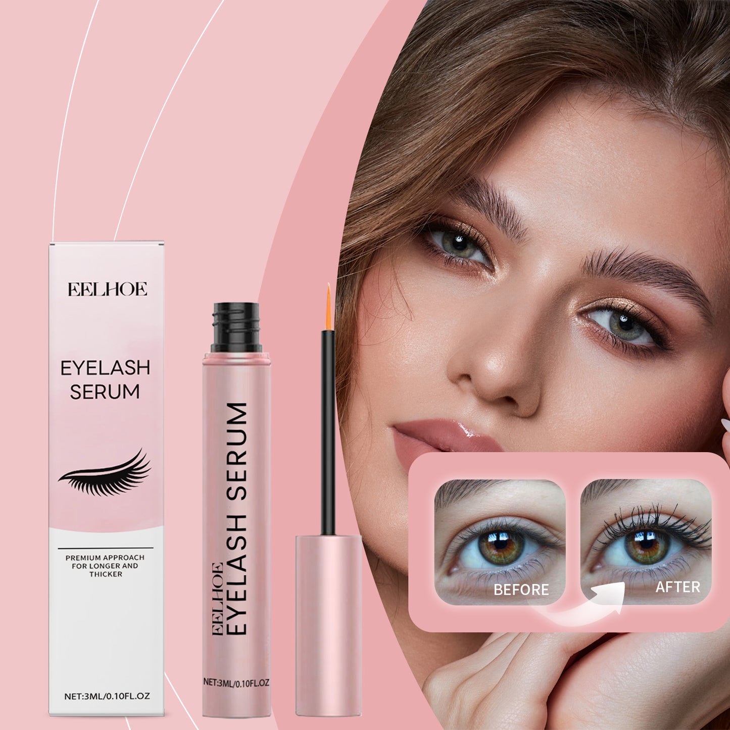 Eyelash Growth Serum - 3ml Eyelash Enhancer for Longer, Thicker Lashes