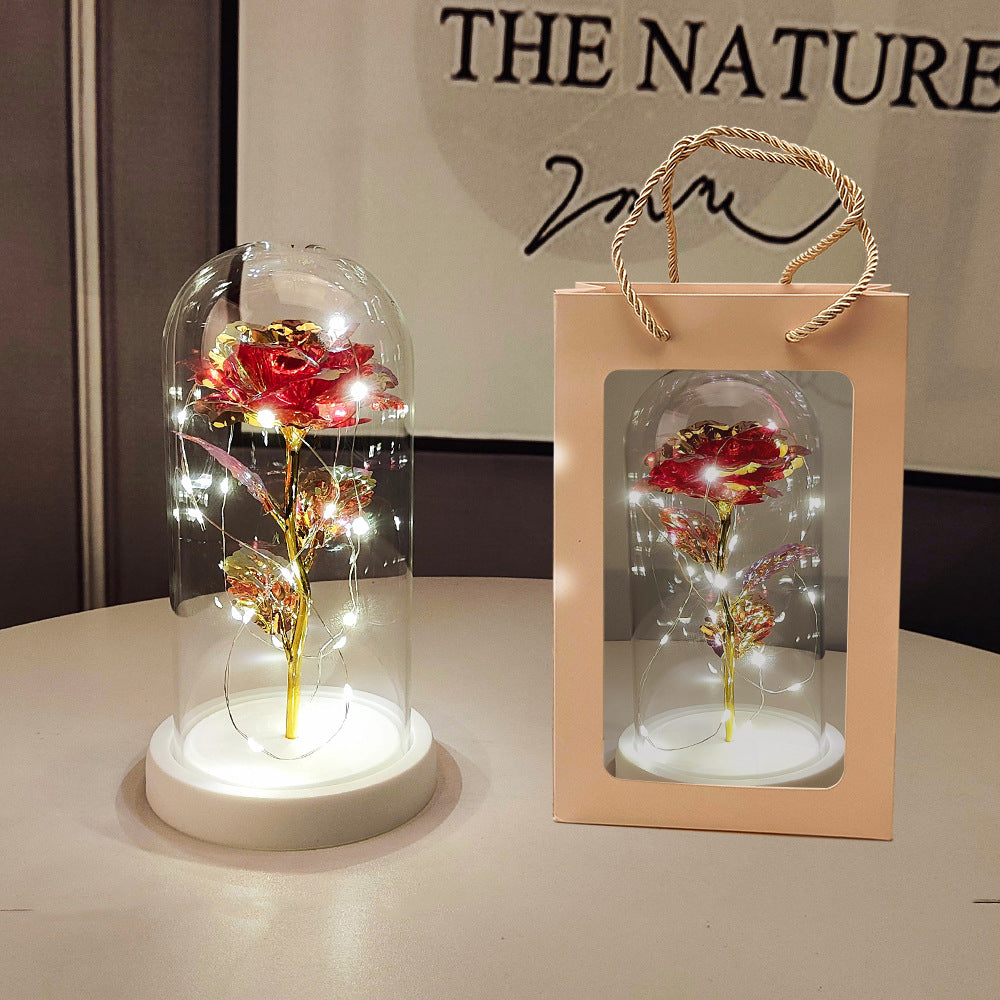 Valentine's Day Artificial Flower Glass Cover Lamp - Luminous Home Decor