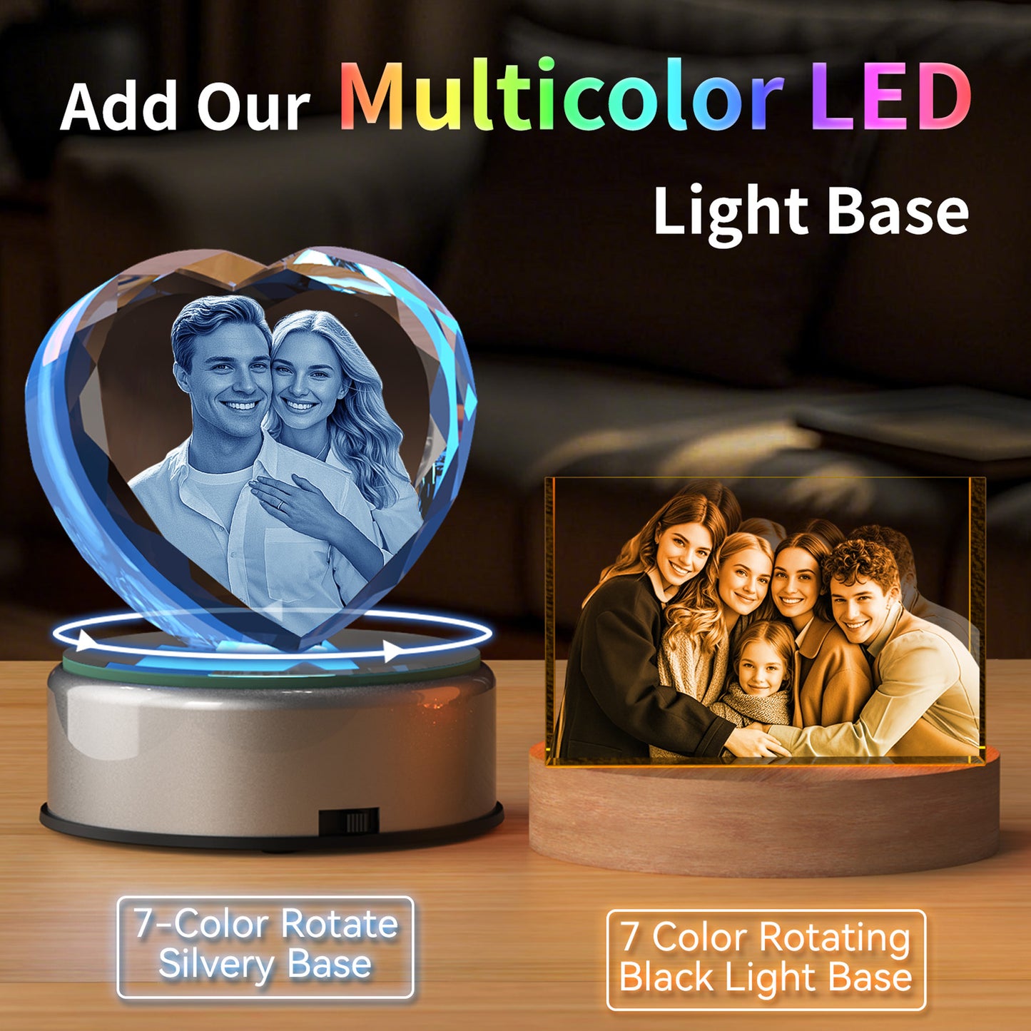 Personalized 3D Crystal Photo Cube - Custom Engraved Gift