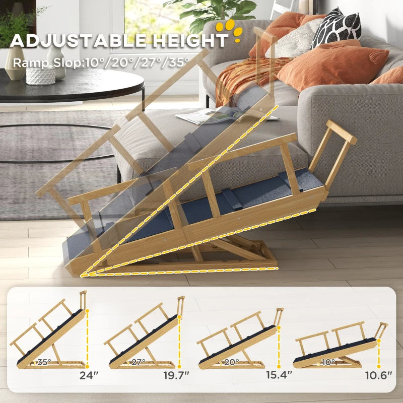 Dog Ramp with Removable Guardrails - Wooden Pet Accessibility Aid