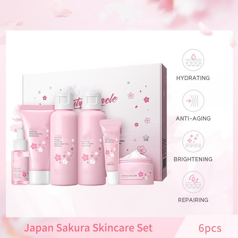 Cherry Blossom Skin Care Set - 6-Piece Facial Cleansing Kit for All Skin Types