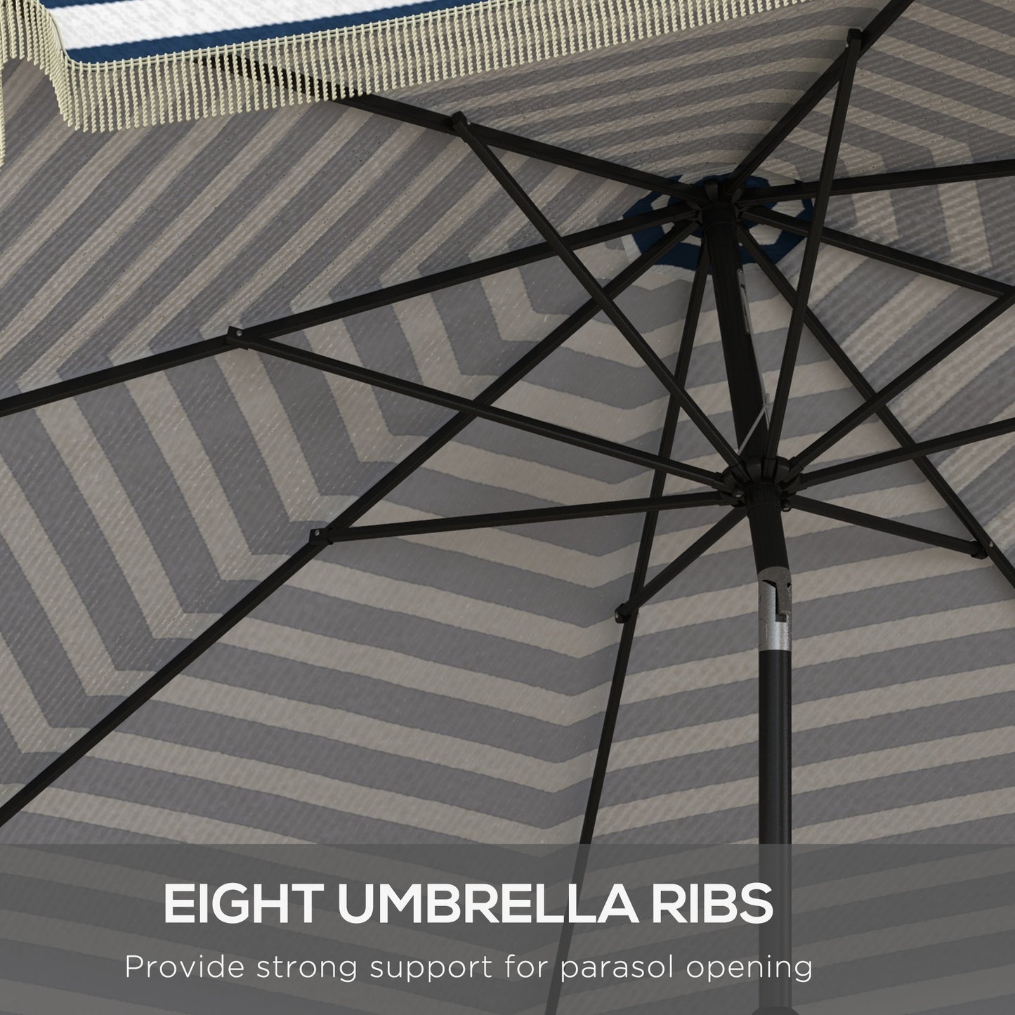 9ft Outdoor Patio Umbrella with Crank & Tilt - Blue Stripe