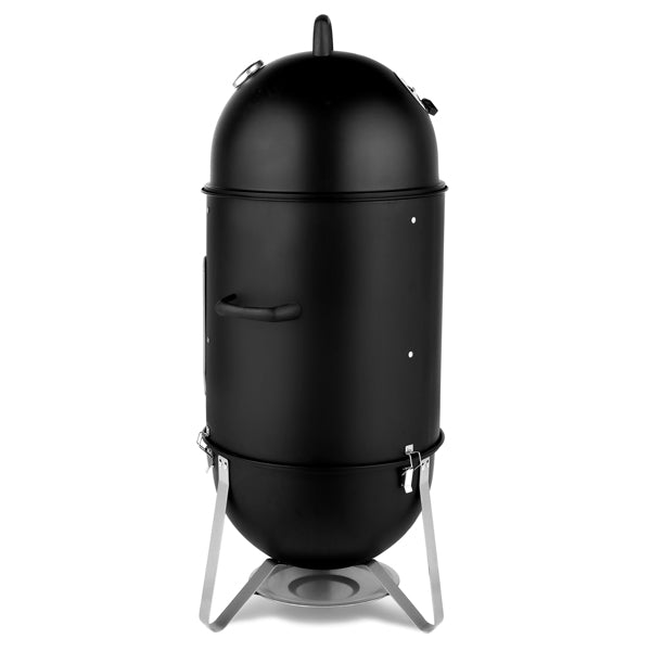 Heavy Duty Vertical Steel Charcoal Smoker - Multi-Layer Outdoor BBQ Grill