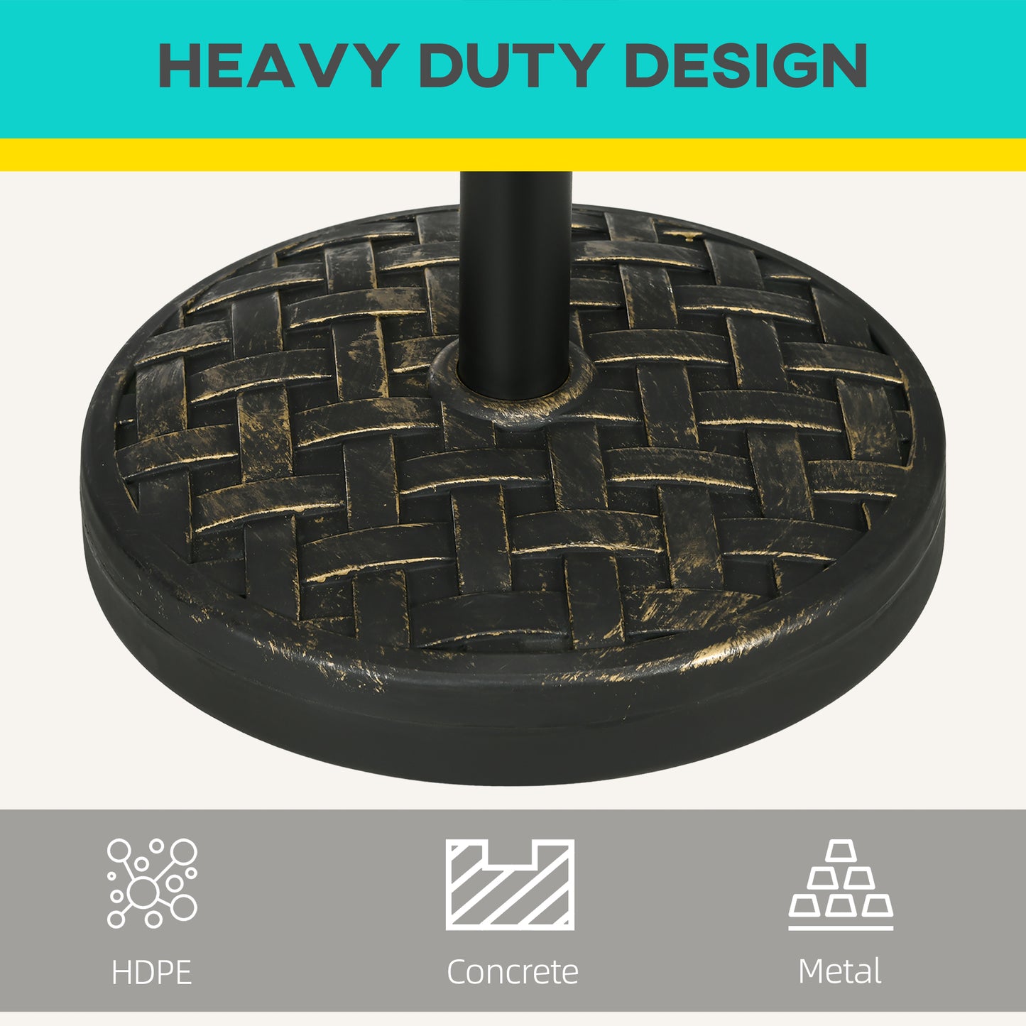 40 lbs Heavy Duty Concrete Umbrella Base with Metal Holder - Bronze