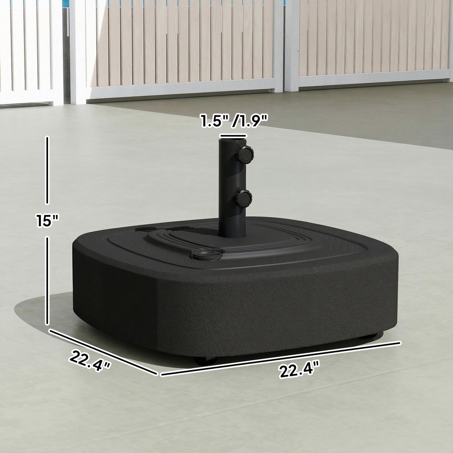 Patio Umbrella Base with Wheels - Fits 1.5" & 1.9" Poles