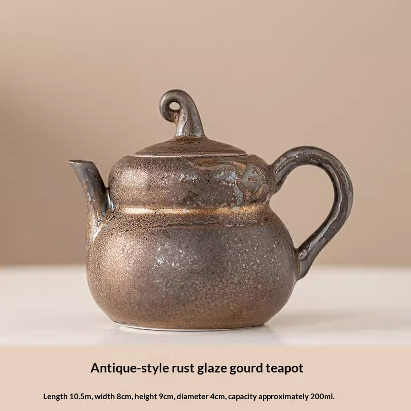Coarse Ceramic Teapot Set - Kiln-Transformation Pottery for Home Tea Brewing