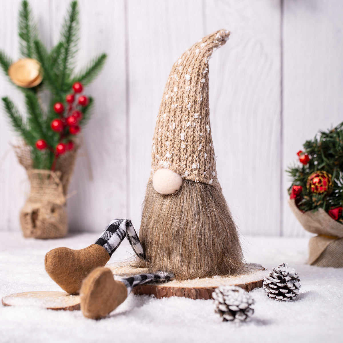 Festive Knitted Wool Doll for Christmas Decoration - Long Legs Home Decor