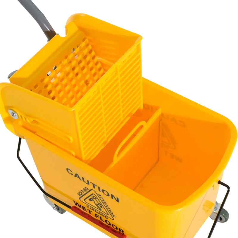 21 Quart Mop Bucket with Wringer on Wheels - Yellow