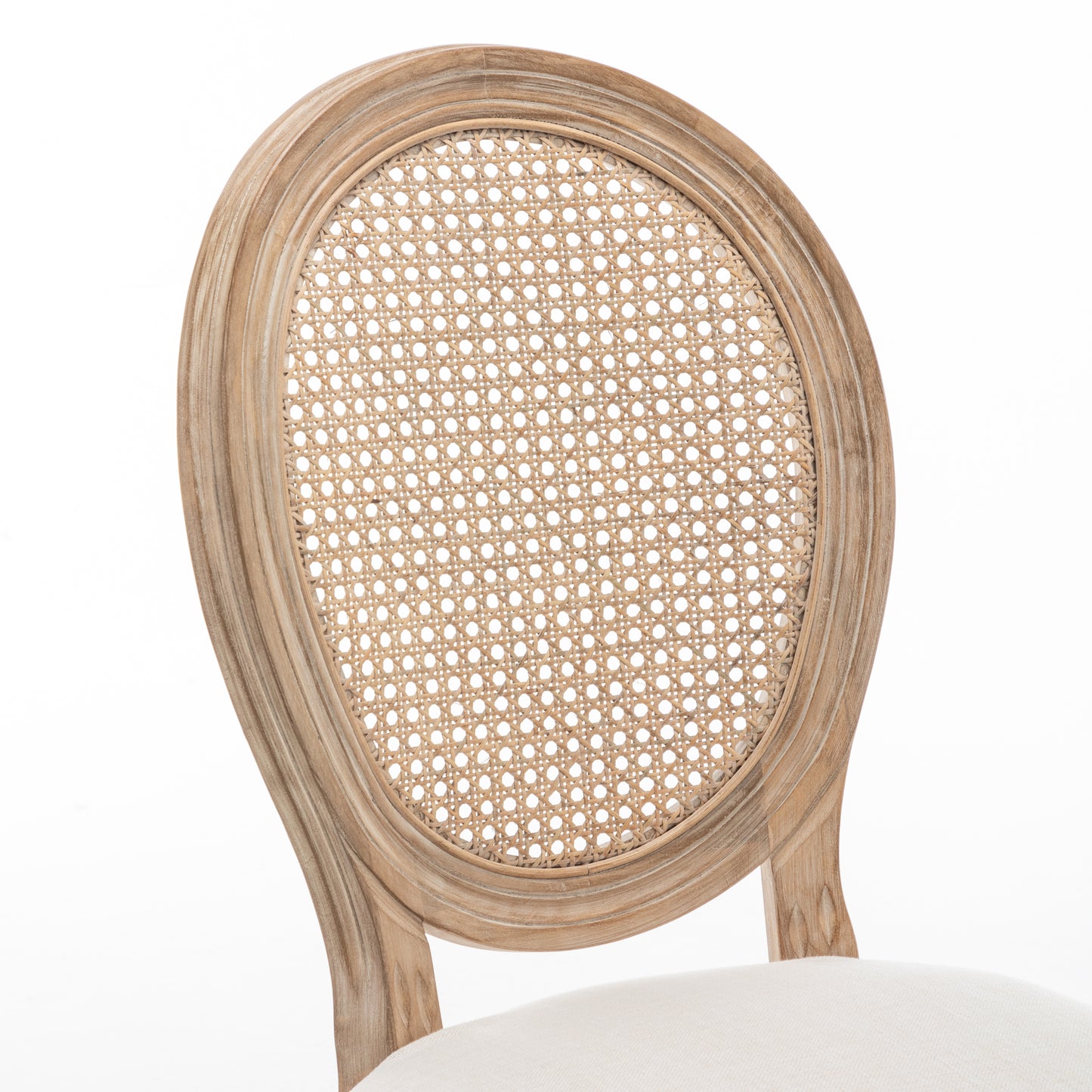 Farmhouse Dining Chairs with Cushioned Linen Seat - Set of 2, Beige