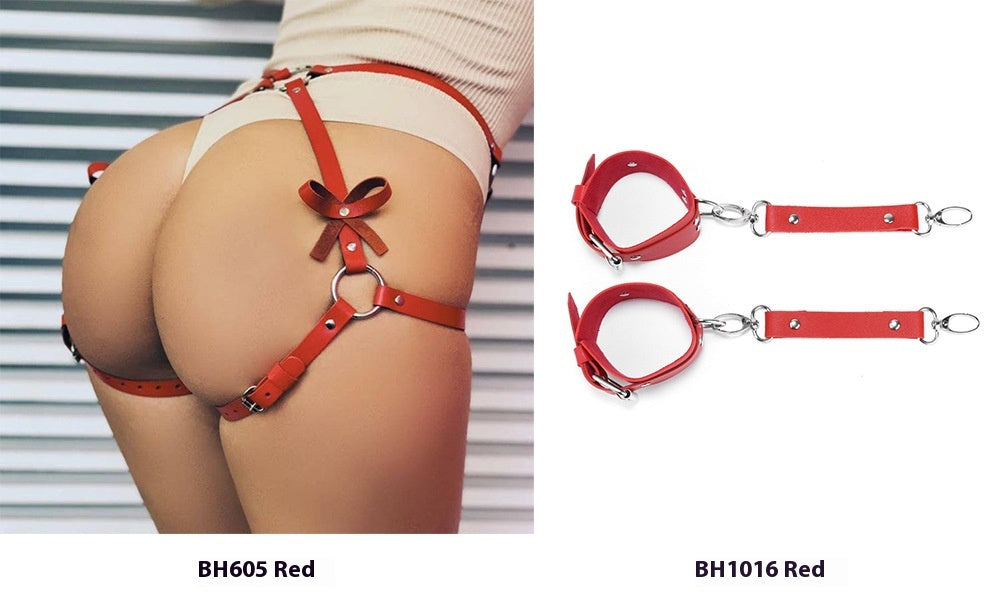 Bondage Waist Belt with Handcuffs for Adult Bondage Games - Multiple Colors