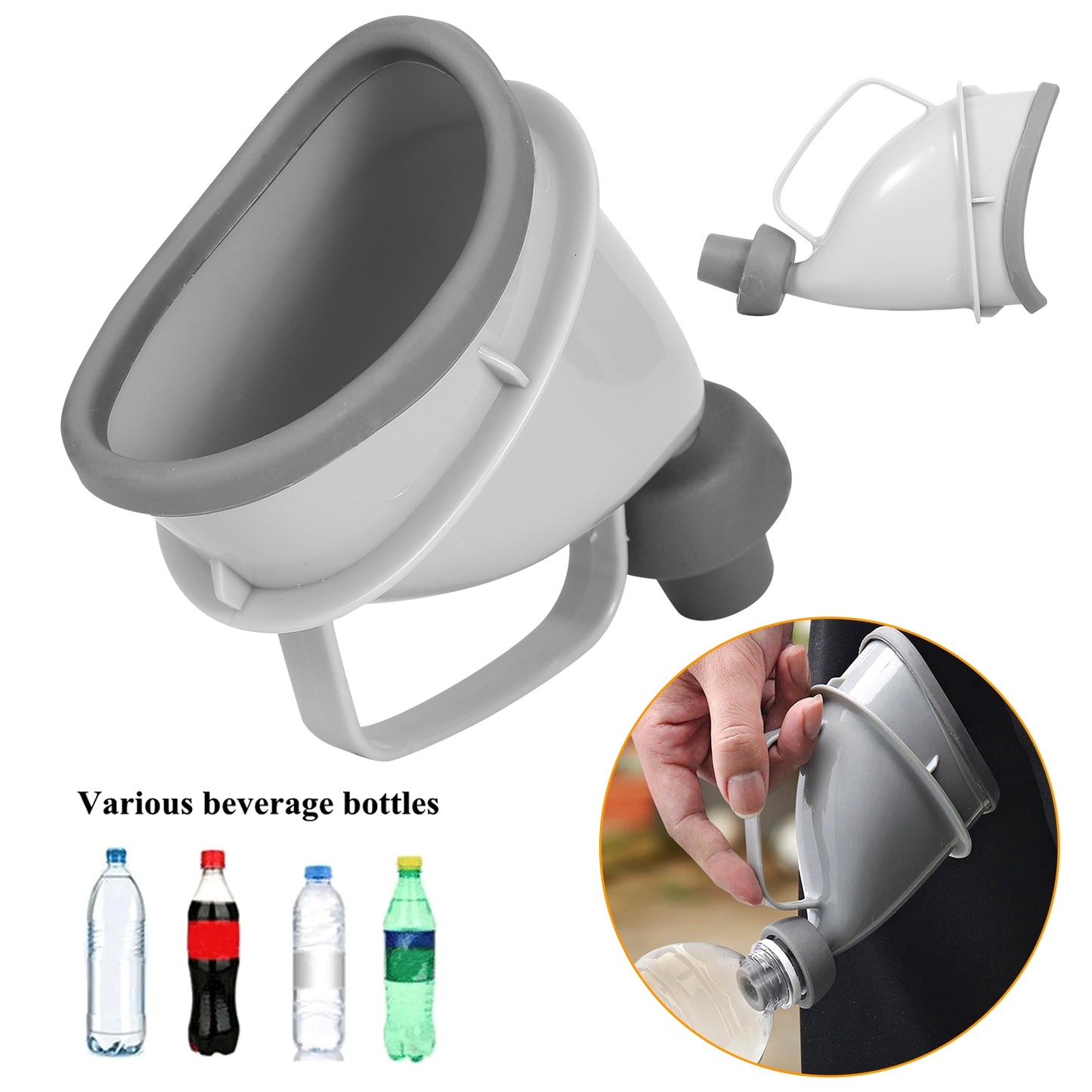 Portable Emergency Urinal Funnel for Camping & Travel - Gray