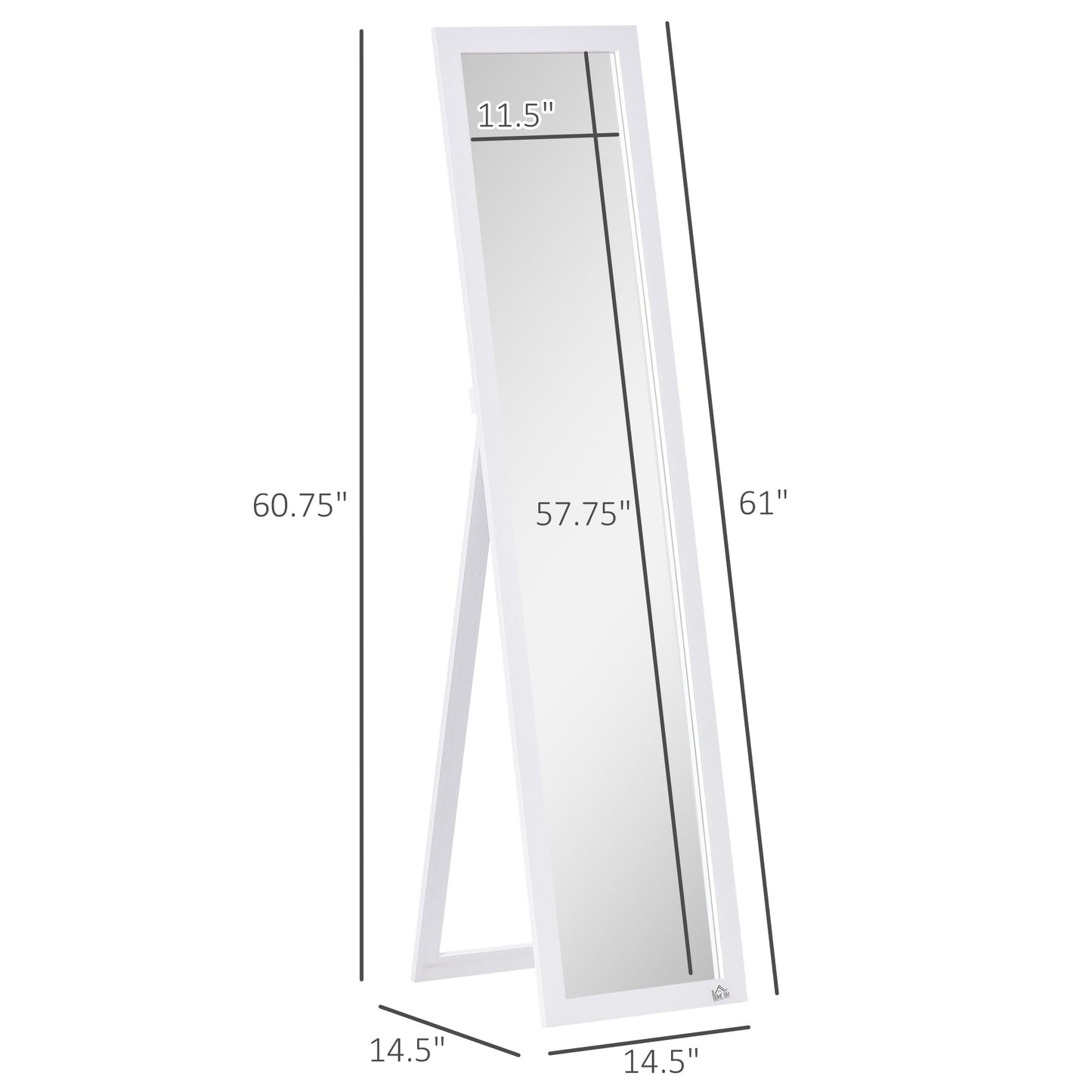Full Length Mirror - Freestanding or Wall Mounted - White
