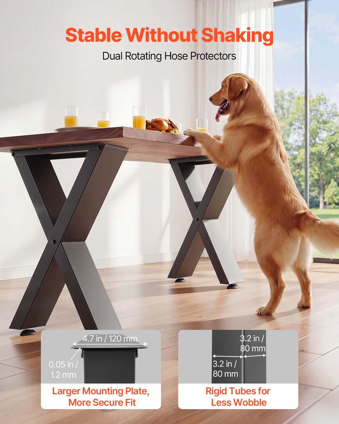 Heavy Duty Steel Table Legs 29.5 Inch H x 31.1 Inch W Black, 2204 lbs Max Load, Modular Design, Easy Assembly, 2 Pack
