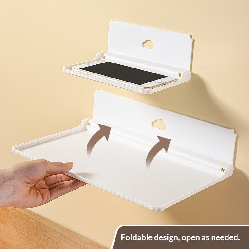 Foldable Wall-Mounted Bathroom Storage Rack - Multi-Purpose, No Drilling