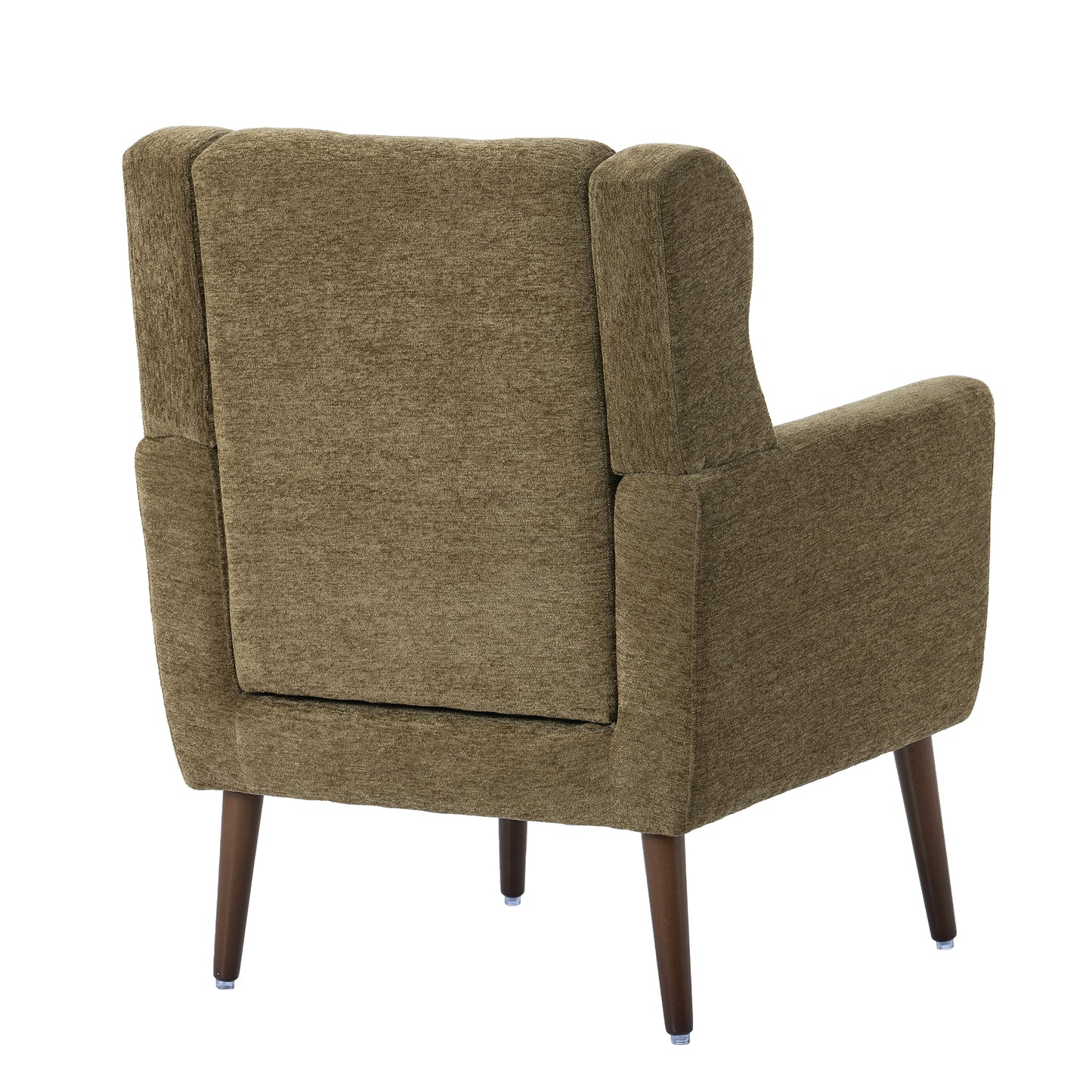 Modern Accent Chair - Soft Chenille Upholstered Armchair in Olive Green