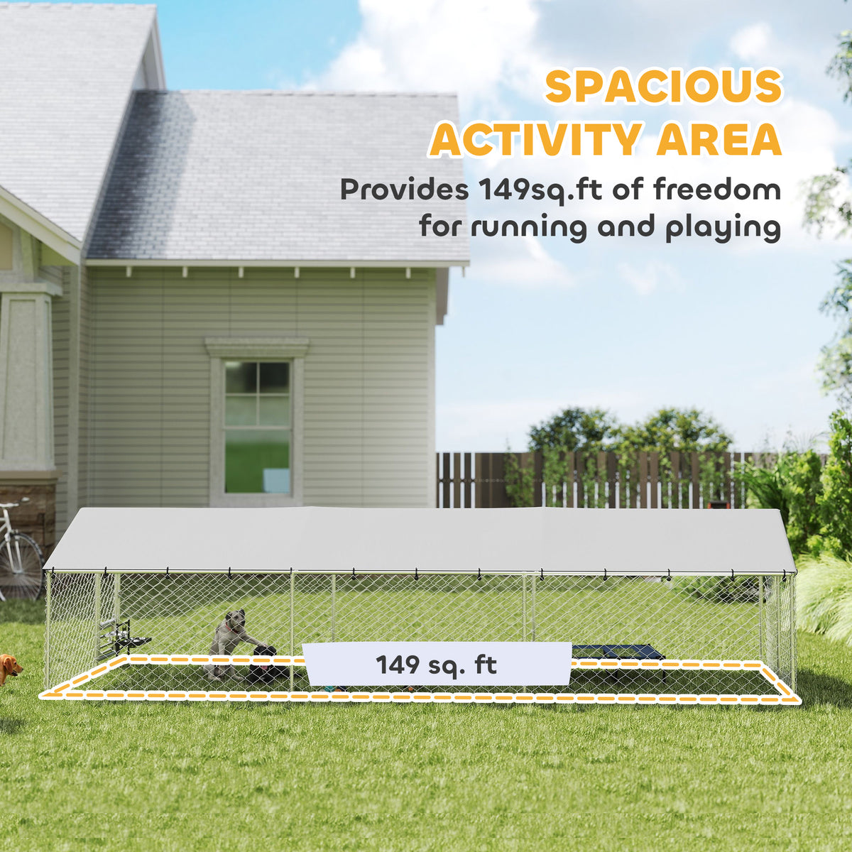 Outdoor Dog Kennel with Waterproof Cover and Lockable Door 20x7.5x5ft