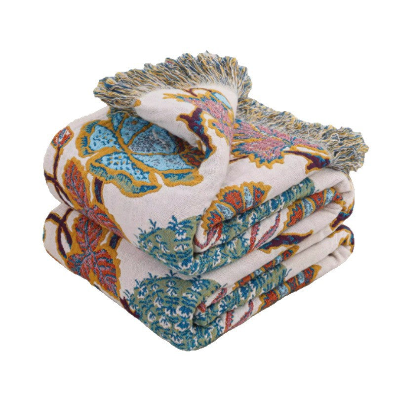 Cotton Woven Patch Towel Quilt with Tassels for Bedding - Multiple Sizes
