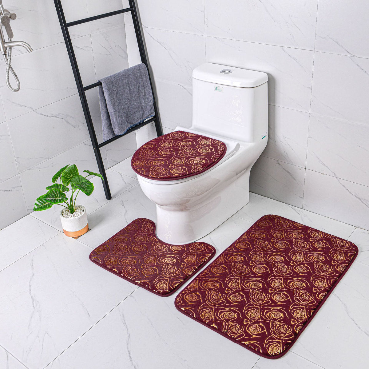 Gilding Carpet Bathroom Set Non-Slip Floor Mat Household Doorway Rug