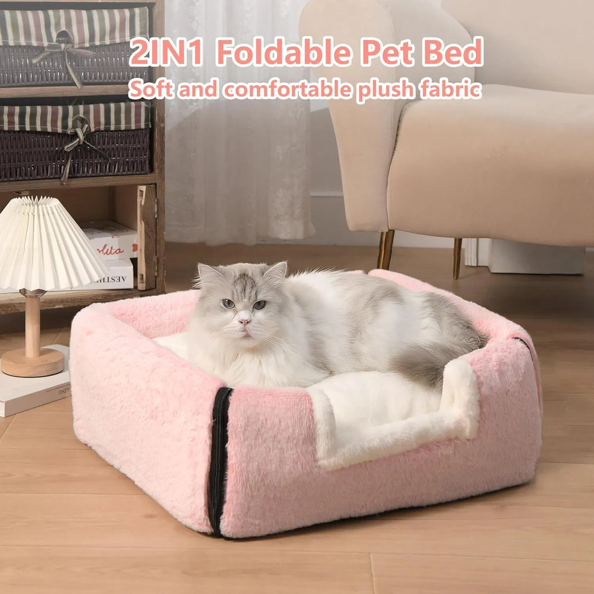 Foldable Indoor Cat Bed with Anti-Slip Water-Resistant Bottom - Cozy Pet House