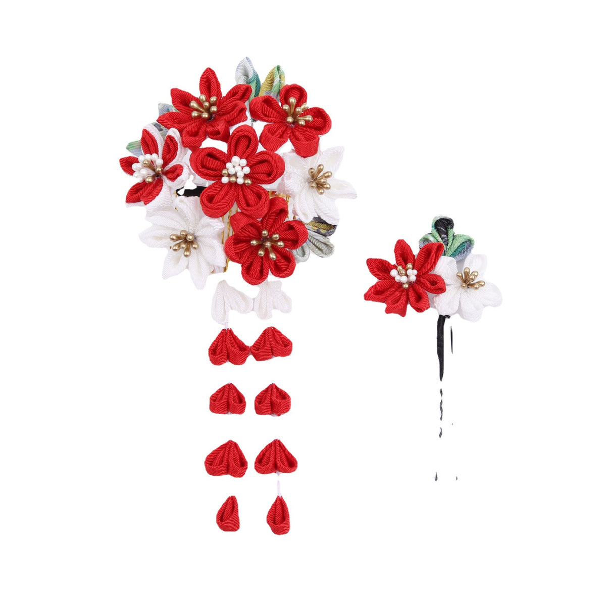 Floral Hair Comb Set - Japanese Style