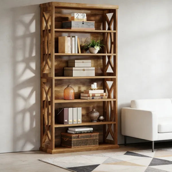 Tall Bookshelf with Stylish Design & Generous Storage - 31.5" L