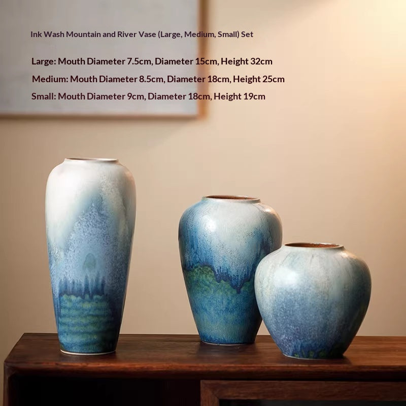 Chinese Style Ceramic Vase - Multiple Sizes & Set Options for Home Decor