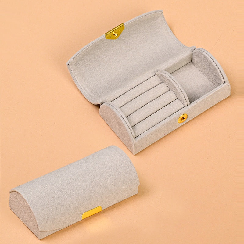 Portable Jewelry Box with Velvet Interior for Rings and Earrings