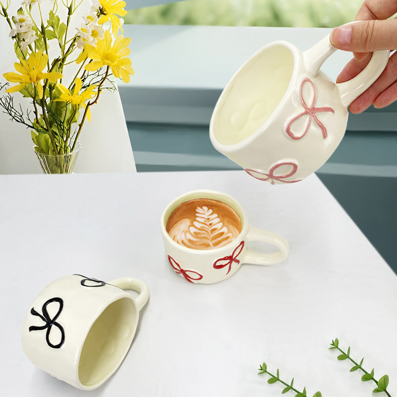 European Style Heart Hand Pinch Bow Coffee Cup - Porcelain Drinkware